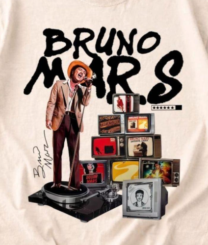 Bruno Mars T-Shirt, Bruno Mars Collage Tee, Bruno Mars Album Stack Shirt