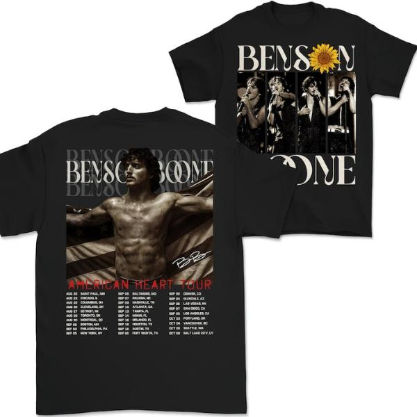 Vintage Benson Boone T-Shirt, Benson Boone Merch, Benson Boone Concert Tee, America Heart Tour Shirt, Benson Boone Tour T-Shirt